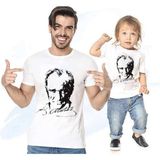 Atatürk Baba Oğul Kız Tişört (Tekli Üründür Kombin Yapmak Için 2 Adet Sepete Ekleyiniz) - 3 Yaş - Beyaz
