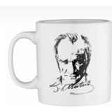 Atatürk Baskılı Beyaz Kupa - 1 Adet - 150 ml