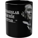 Atatürk Baskılı Kupa Bardak - Siyah