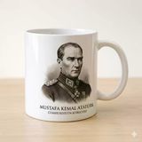 Atatürk Baskılı Süblimasyon Beyaz Porselen Kupa Bardak