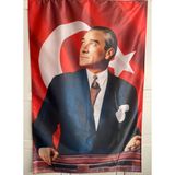 Atatürk Baskılı Türk Bayrağı 150X225 cm – Raşel Kumaş, Dış Mekâna Dayanıklı