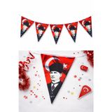 Atatürk Baskılı Üçgen Flama Seti 10’lu – 23 Nisan Süsleme Banner, Okul ve Sınıf Dekorasyonu