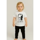 Atatürk Baskılı Unisex Bebek Tişört | %100 Pamuk | Bisiklet Yaka | Beyaz - 2 Yaş