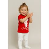 Atatürk Baskılı Unisex Bebek Tişört | %100 Pamuk | Bisiklet Yaka | Kırmızı - 1 Yaş