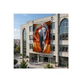 Atatürk Baston Ve Fotor Şapkasiyla Poster Bayrak Raşel Kumaş 6x9 metre ATA74