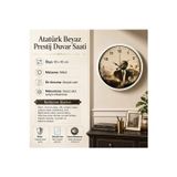Atatürk Beyaz Prestij 40 x 40 Cm Metal Duvar Saati
