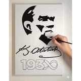 Atatürk Boyama Seti- 17,5 X25 cm Tuval + 3 Boya + 1 Fırça- Okul Etkinliği