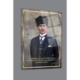Atatürk Cam Tablo | Sanatsal Duvar Dekoru | Solmayan Canlı Renkler | Mutfak ve Yemek Alanı | Sevdiklerinize Hediyelik | Dayanıklı Cam Yapı