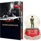 Atatürk Ciltli Ajanda ve Müzkli ve Işıklı Izmir Marşı Kar Küresi - Çok Renkli