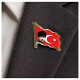 Atatürk Dalgalı Bayrak Rozet Türk Bayrağı Yaka Rozeti - 2 Adet