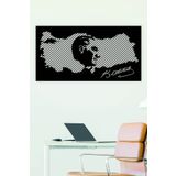 Atatürk Duvar Dekoru-Süsü, Ahşap Dekoratif Tablo, 47X90, UNT-019 Siyah UNTNM763