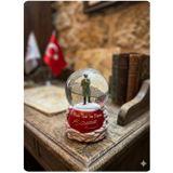 Atatürk fotoğrafı temalı Işıklı ,izmir marşlı,müzikli Büyük Boy Kar küre A-22