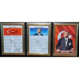 Atatürk-Gençliğe Hitabe-Istiklal Marşı Portre Tablo Köşe 3 Lü Set 45X60CM