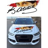 Atatürk Gözleri ve Imza Sticker Araba Oto Motosiklet Karavan Sticker Etiket 01575 - 20x8 Cm - Siyah
