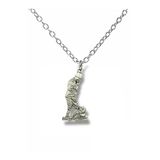 Atatürk Heykeli Ve İmza Figürlü Kolye – Gümüş Renk Unisex 60 Cm Zincirli Metal Tasarım