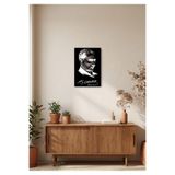 Atatürk İmzalı Siyah Beyaz Dekoratif Tablo – Ahşap & Metal Duvar Tablosu | Modern & Minimal Tasarım Ahşap 20 x 30