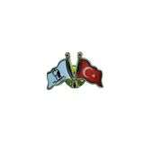 Atatürk İmzalı Ve Türk Bayraklı Çift Flama Rozet – Altın Tonlu Anlamlı Yaka Aksesuarı