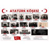Atatürk Köşesi Vinil Branda Okul Panosu 50x70 cm | Okul İçin, Vinil Branda, Tarihi Fotoğraflar, Alıntılar ve Marş, Dayanıklı Baskı