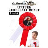Atatürk Kurdelalı Rozet 1 Adet Kırmızı Beyaz Yaka Rozeti Çocuk Bayram Etkinlik 15 Cm Kokart