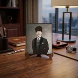 Atatürk Masaüstü Ahşap Tablo - Kabartmalı Baskı Şık Hediyelik 10x12 cm No 1