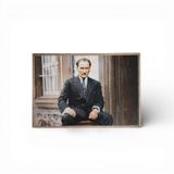 Atatürk Masaüstü Ahşap Tablo - Kabartmalı Baskı Şık Hediyelik 16x11 cm No 1