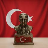 Atatürk Masaüstü Biblo Figür - Türkiye Haritası Kabartmalı Kaideli - Hediyelik Dekoratif Büst 10 X 6,2 Cm