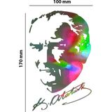 Atatürk Model Hologram Sticker – Işık Vurunca Renk Değiştirir – Modifiye Dekarasyon Sticker Araç,kask Uyumlu,düz ve Prüszsüz Yüzeyler Için (Meristeed) - 15x26 cm - Gri