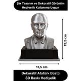 #Atatürk Mustafa Kemal Atatürk Büstü 3D Baskı Dekorasyon Biblo Gümüş Gri Premium Tasarım Şık Obje Ev