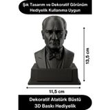 #Atatürk Mustafa Kemal Atatürk Büstü 3D Baskı Dekorasyon Biblo Siyah Premium Tasarım Şık Obje Ev Ofi