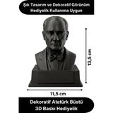 #Atatürk Mustafa Kemal Atatürk Büstü 3D Baskı Dekorasyon Biblo Siyah Premium Tasarım Şık Obje Ev Ofis Masa Süsü Öğretmen Vitrin