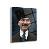 Atatürk Portre Cam Tablo – Uv Baskılı Temperli Cam Duvar Sanatı | Derin Ve Anlamlı Bakışlarla Özel Tasarım - Ata003
