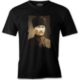Atatürk - Portre Rozet Siyah Erkek Tshirt - M
