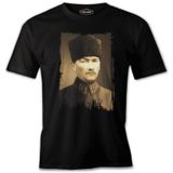 Atatürk - Portre Rozet Siyah Erkek Tshirt