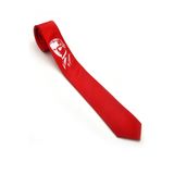 Atatürk Portre ve İmza Baskılı Slim Fit Saten Kırmızı Kravat - AK-08 GF99-AK08