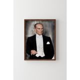 Atatürk Portresi - Ahşap Desenli Çerçeve, Ceviz, 23 x 32, 23450000002302