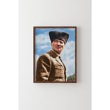 Atatürk Portresi - Ahşap Desenli Çerçeve, Ceviz, 32 x 42, 23450000002043