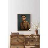 Atatürk Portresi - Ahşap Desenli Çerçeve, Kahverengi, 32 x 42