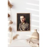 Atatürk Portresi - Ahşap Desenli Çerçeve, Naturel, 32 x 42, 3646362347618