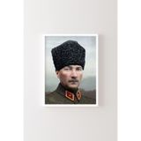 Atatürk Portresi - Beyaz Çerçeve, Beyaz, 23 x 32, 3646362353357