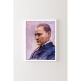 Atatürk Portresi - Beyaz Çerçeve, Beyaz, 23 x 32, 3646362356768