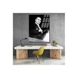 Atatürk Portresi Cam Tablo Şapka Tutan Atatürk Tablosu Ev Ofis DekoruDuvar Tablosu