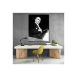 Atatürk Portresi Kanvas Tablo Şapka Tutan Atatürk Tablosu Ev Ofis DekoruDuvar Tablosu