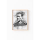 Atatürk Portresi Karakalem Efekti - Ahşap Desenli Çerçeve, Naturel, 50 x 70, 3646362354167
