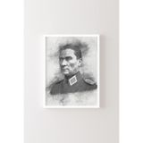 Atatürk Portresi Karakalem Efekti - Beyaz Çerçeve, Beyaz, 35 x 50, 3646362354176