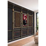 Atatürk Portresi ve İstiklal Marşı Temalı Tek Parça Tekstil Duvar Kağıdı, 280 x 280
