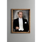 Atatürk Portresi - Vintage Desenli Çerçeve, Altın1, 21 x 30, 5820000001037