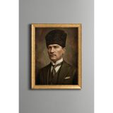 Atatürk Portresi - Vintage Desenli Çerçeve - İnce Model, Altın3, 21 x 30, 5820000011756