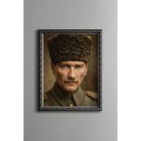 Atatürk Portresi - Vintage Desenli Çerçeve - İnce Model, Gümüş, 30 x 40, 5820000011712