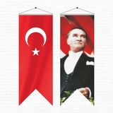 Atatürk Posteri ve Türk Bayrağı Kırlangıç 50x150 cm -2