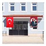 Atatürk Posteri ve Türk Bayrağı Raşel Kumaş 100x150 cm -1
